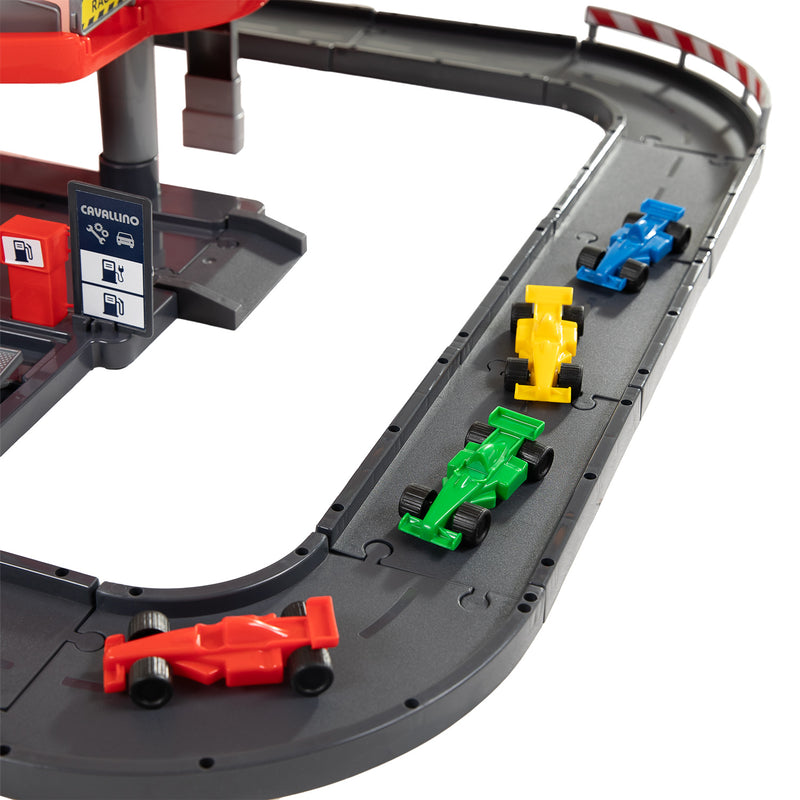 Afbeelding laden in galerijviewer, Cavallino racing parkeergarage met 4 verdiepingen en auto's speelset