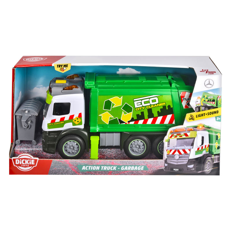 Afbeelding laden in galerijviewer, Dickie toys action truck - vuilniswagen - 26 cm - licht en geluid - speelgoedvoertuig