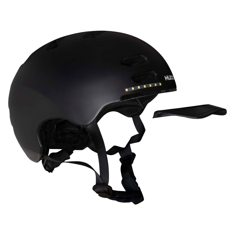 Load image into Gallery viewer, Hudora skaterhelm met klep en led zwart, maat m (55-58cm)