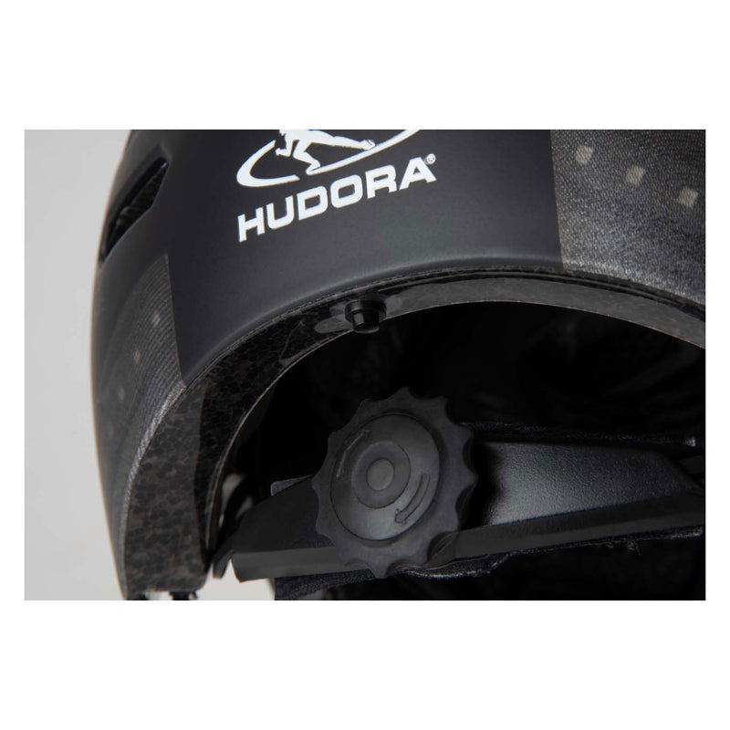 Load image into Gallery viewer, Hudora skaterhelm met klep en led zwart, maat m (55-58cm)