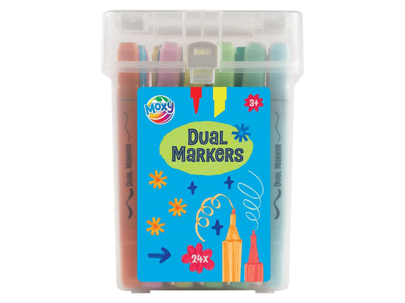 Afbeelding laden in galerijviewer, Moxy dual markers pastel 24 stuks in transparante box