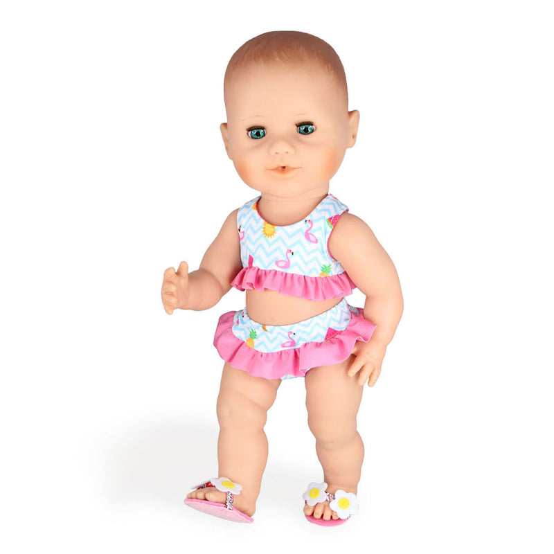Chargez l'image dans la visionneuse de la galerie, Heless poppen bikini met slippers flamingo, 28-35 cm