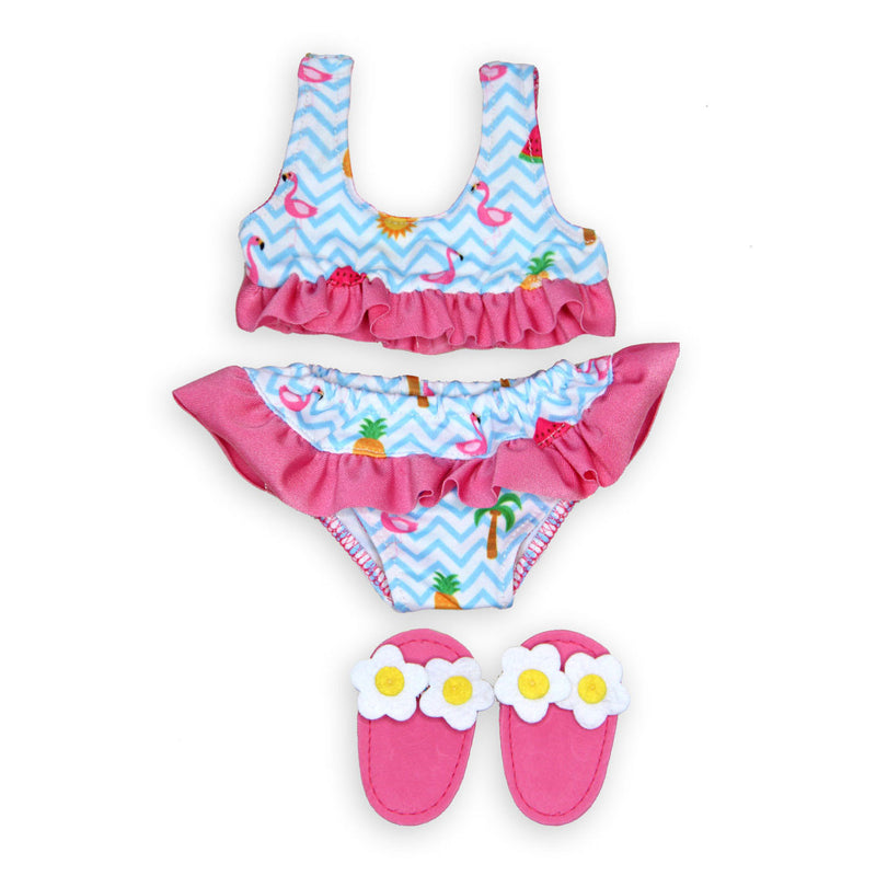 Load image into Gallery viewer, Heless poppen bikini met slippers flamingo, 35-45 cm