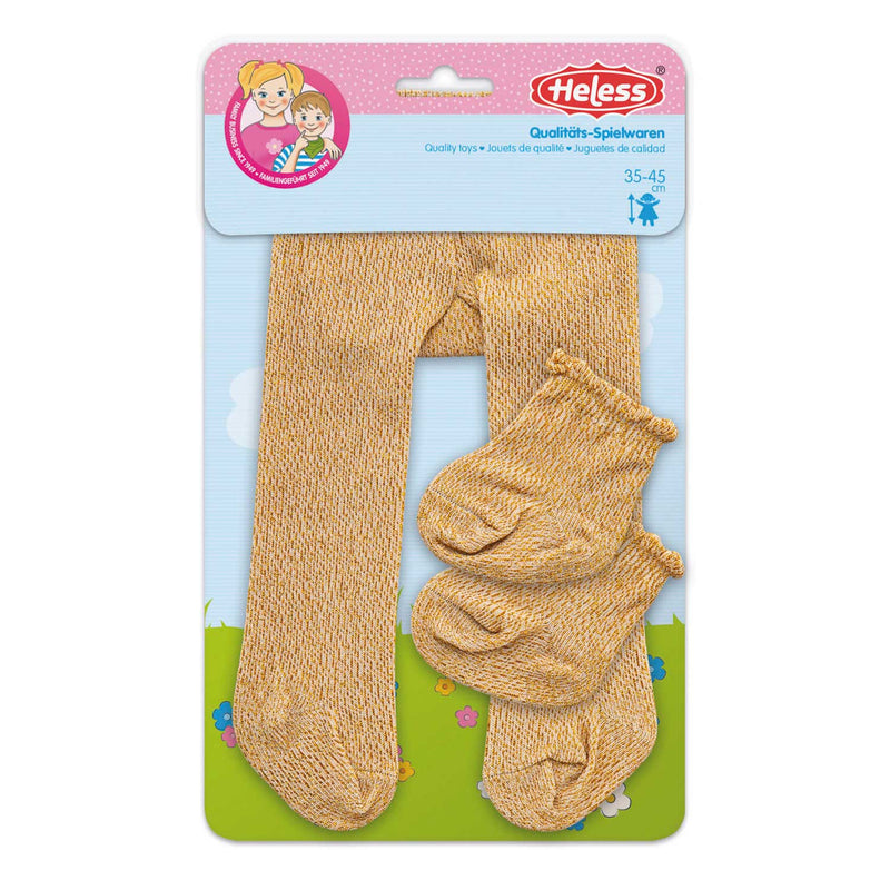Afbeelding laden in galerijviewer, Heless poppenmaillot met sokken - goud, 28-35 cm