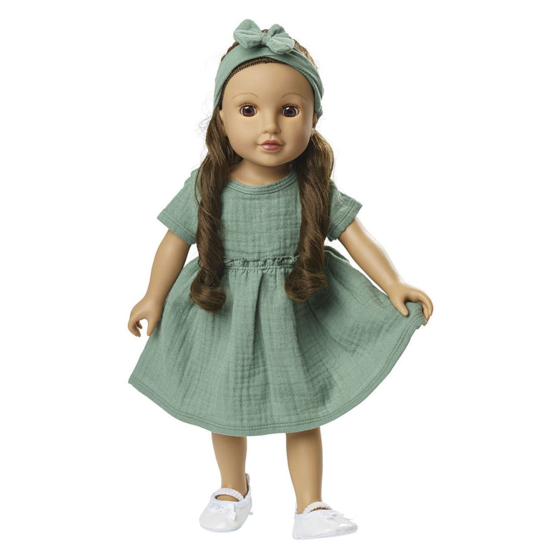 ギャラリービューアに画像をロードする, Heless poppenjurk groen met ruches, 35-45 cm