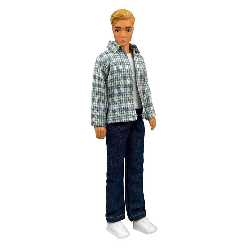 Load image into Gallery viewer, Heless geruit overhemd met jeans voor modepoppen - 29cm