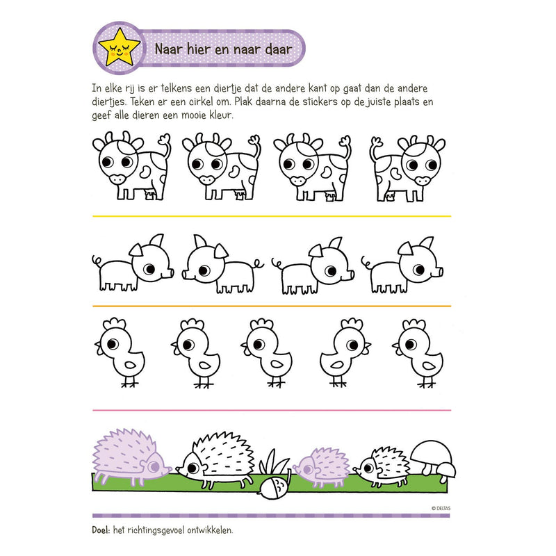 Load image into Gallery viewer, Deltas oefenpret met stickers groep 1- schrijven, lezen, tellen (4-5 jaar)