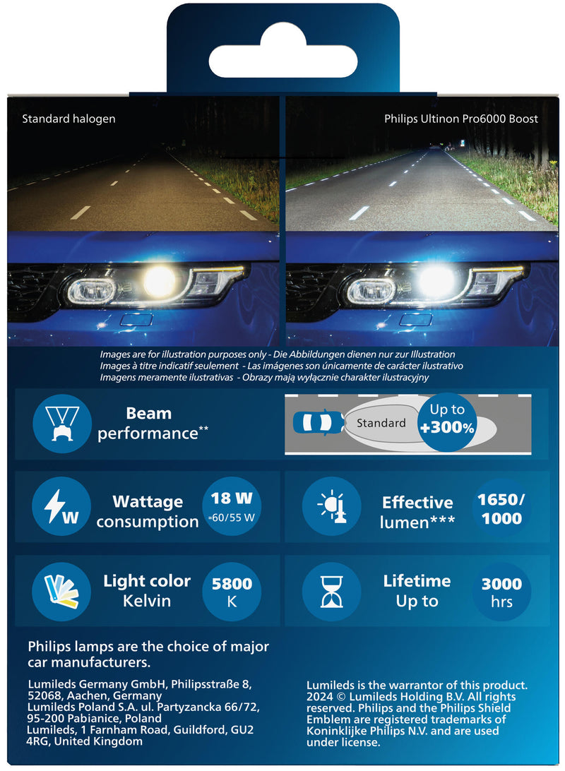 Load image into Gallery viewer, Philips hoofdlamp ultinon pro6000 boost lamp set 12v h4 led g2 ultinon pro6000