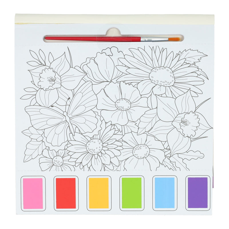 Load image into Gallery viewer, Wins holland waterverfkleurblok volwassenen - vlinders en bloemen - incl penseel en 6 kleuren waterverf