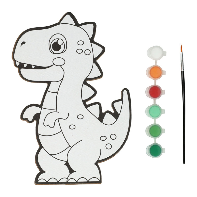 Load image into Gallery viewer, Wins holland canvas schilderen - dino - incl penseel en 6 kleuren verf