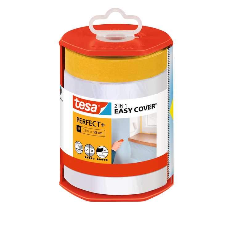 Chargez l'image dans la visionneuse de la galerie, Tesa easy cover perfect+ dispenser m beschermfolie met washi tape – 33m x 0,55m