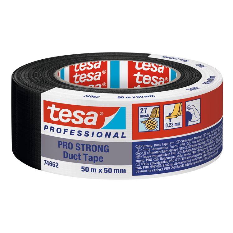Cargue la imagen en el visor de la galería, Tesa professional 1067940 - tesa duct tape pro-strong zwar50 m x 50 mm | 6 stuks