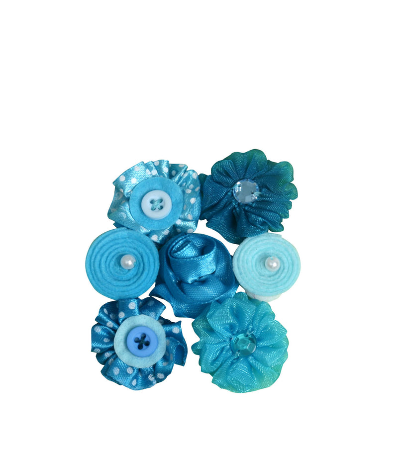 Load image into Gallery viewer, Petaloo • mini fabric flowers blues