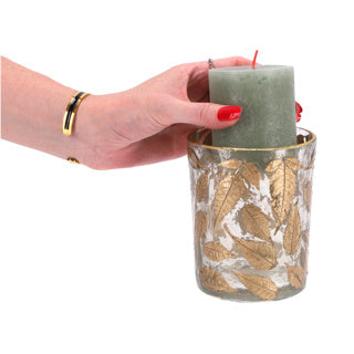 Load image into Gallery viewer, No brand theelichthouder leaf glass clear 10x10x13cm