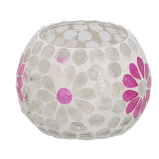 ギャラリービューアに画像をロードする, No brand windlicht holly m wit roze bol glas 9x8x8cm | 2 stuks