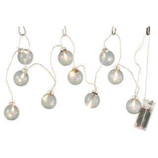 Afbeelding laden in galerijviewer, Lichtketting led op batterij glazen bollen grijs 165 cm | 4 stuks