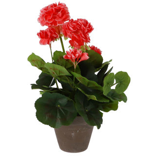 Load image into Gallery viewer, Edelman kunstplant geranium perzik in pot grijs | 2 stuks