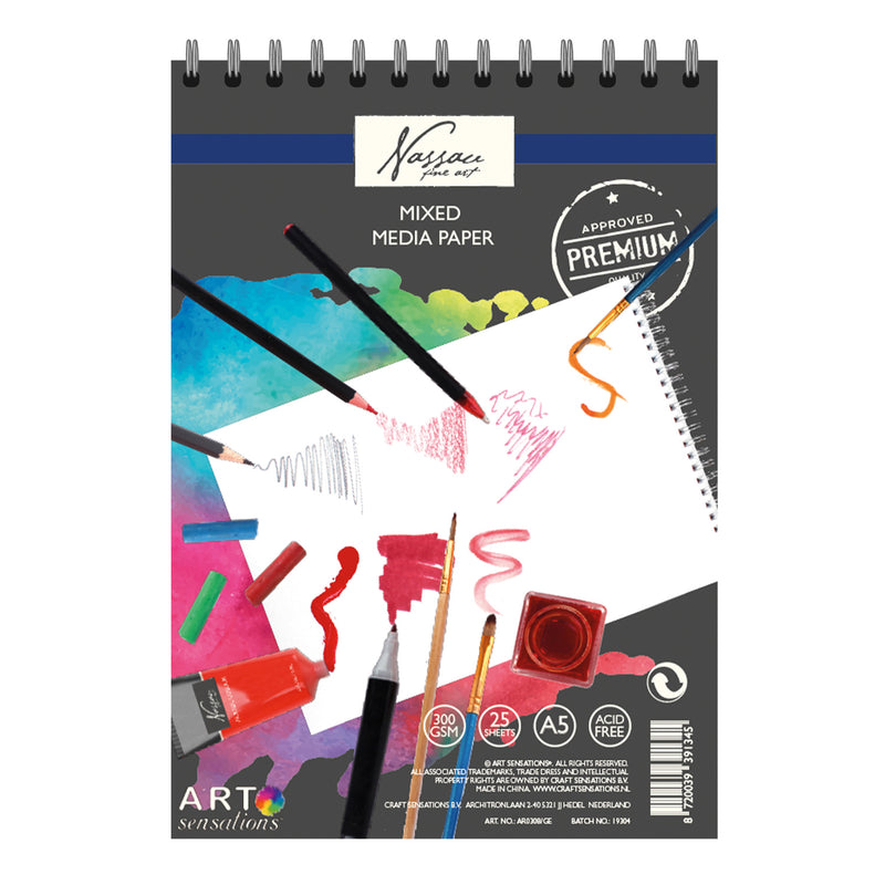 Load image into Gallery viewer, Creative craft group schetsboek mixed media papier a5, 25 vellen