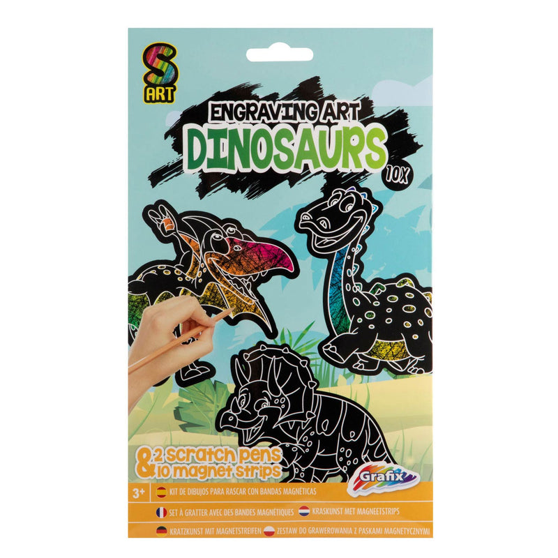 Load image into Gallery viewer, Creative craft group scratch set magneten dinosaurus, 10st.