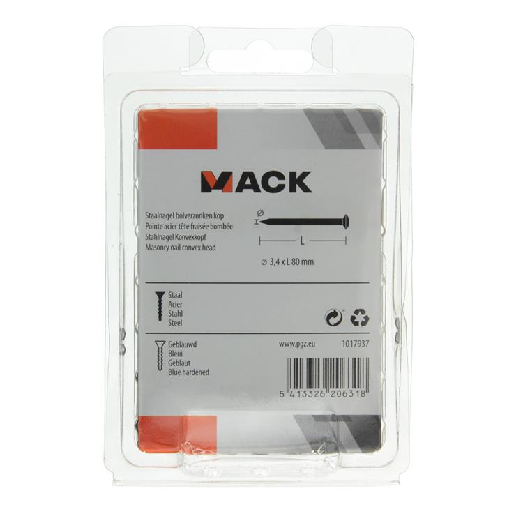 Afbeelding laden in galerijviewer, Mack 1017937 - staalnagel bvk staal geblauwd 200 gr 3,4 x 80 mm | 5 stuks