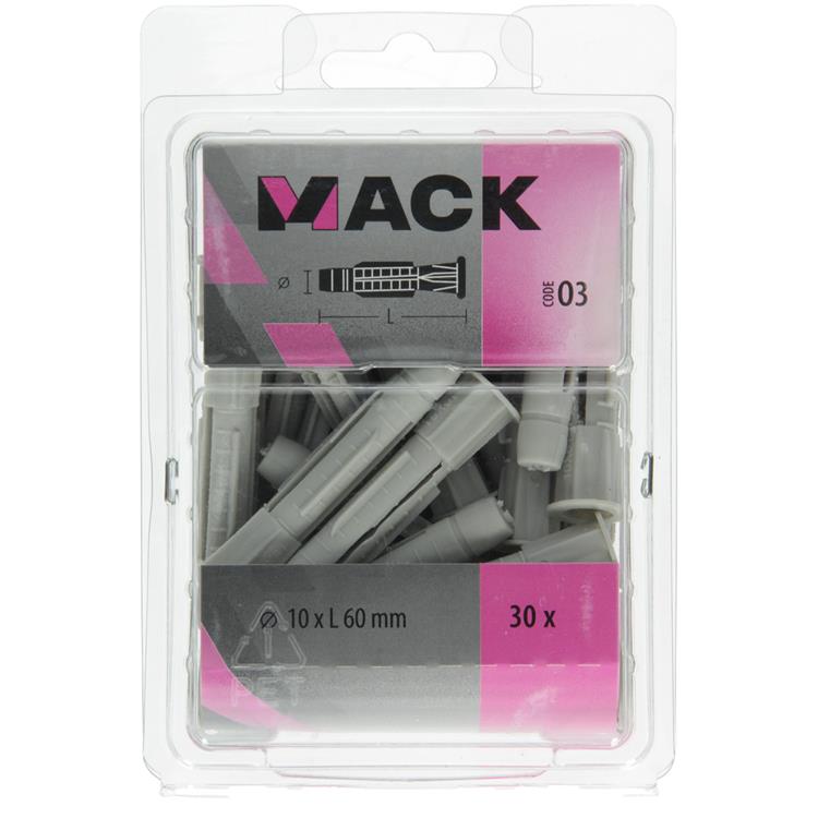 Afbeelding laden in galerijviewer, Mack 1018160 - universeelplug + kraag polyethyl30 st 10 x 60 mm | 5 stuks