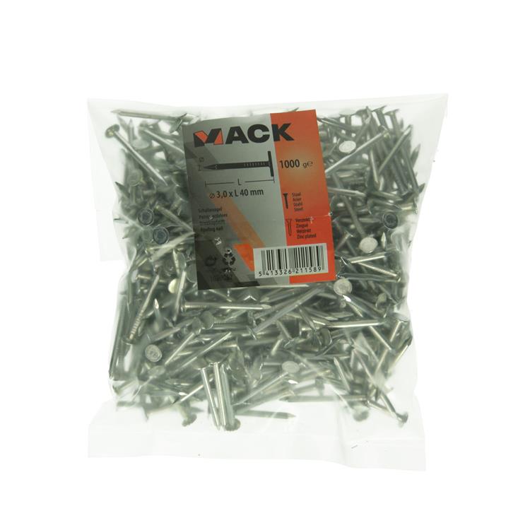 Afbeelding laden in galerijviewer, Mack 1020067 - schalienagel verzinkt 1000 gr 3,0 x 40 mm | 10 stuks