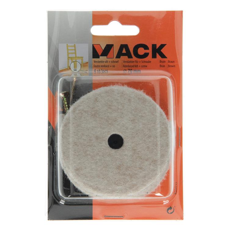 Afbeelding laden in galerijviewer, Mack 1048774 - versterkte vilt + schroef bruin ø 70 mm 4 st pcs | 6 stuks