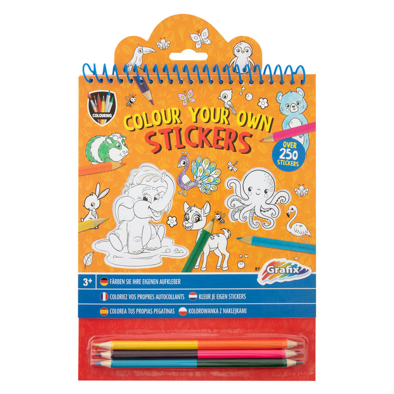 Load image into Gallery viewer, Creative craft group kleur je eigen stickers met kleurpotloden dieren, 250st.