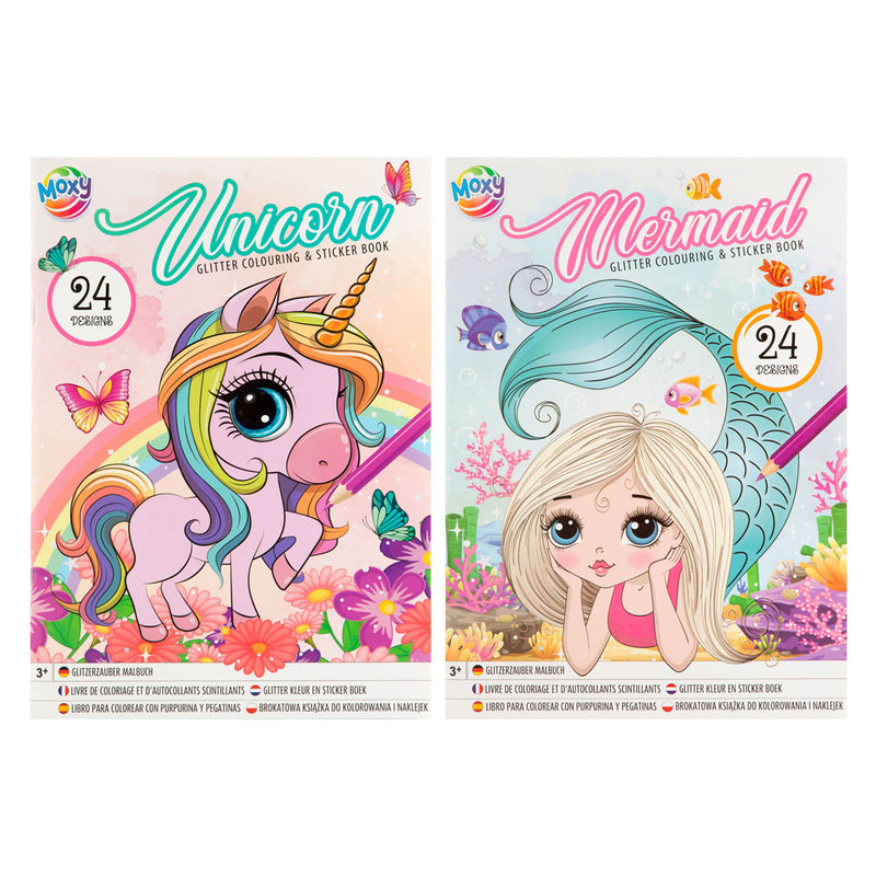 Load image into Gallery viewer, Creative craft group glitter kleur en stickerboek eenhoorn zeemeermin