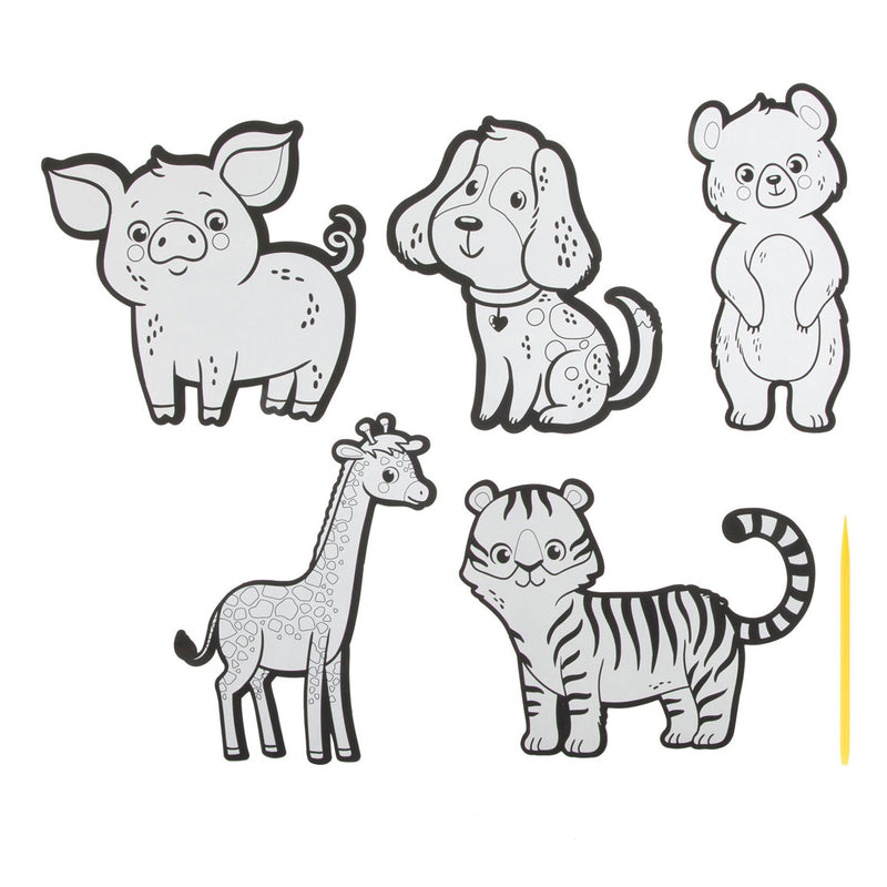 Afbeelding laden in galerijviewer, Creative craft group kraskunst stickers - dieren, 6dlg.