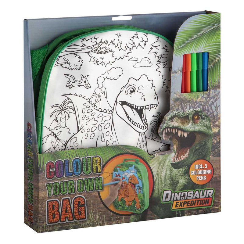Load image into Gallery viewer, Creative craft group dino kleur je eigen tas met stiften