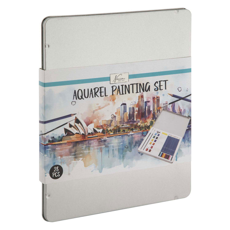 Chargez l'image dans la visionneuse de la galerie, Nassau fine art aquarelverf startersset - 28 stuks - schilderen - waterverf - kunstset - creatief cadeau - metalen opbergblik