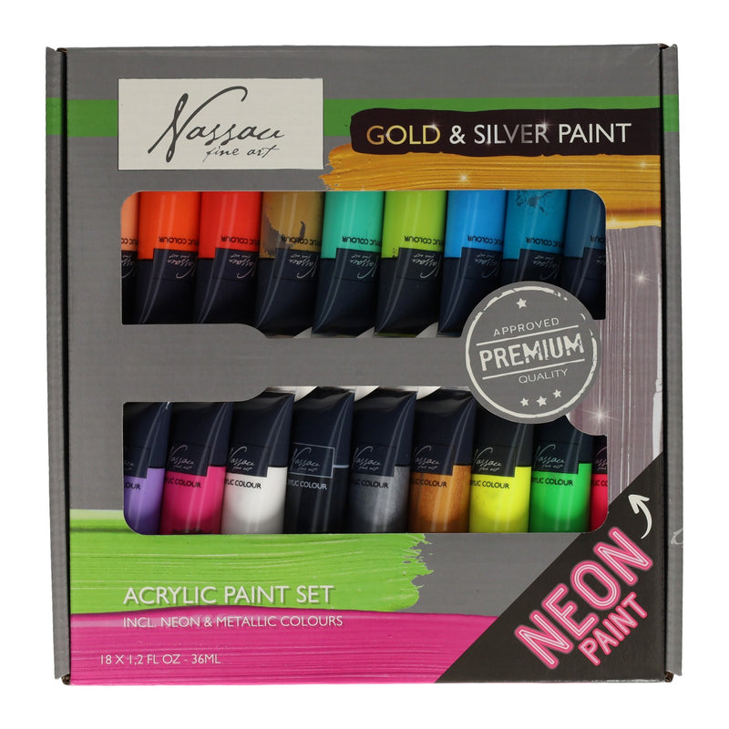 Chargez l'image dans la visionneuse de la galerie, Creative craft group acrylverf fluor en metallic kleuren, 18x36 ml