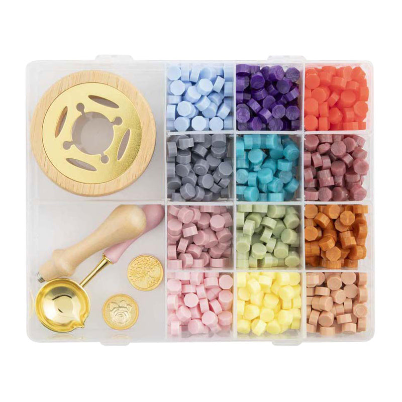 Afbeelding laden in galerijviewer, Creative craft group lakzegel set - incl. 12 kleuren, 2 stempels lepel