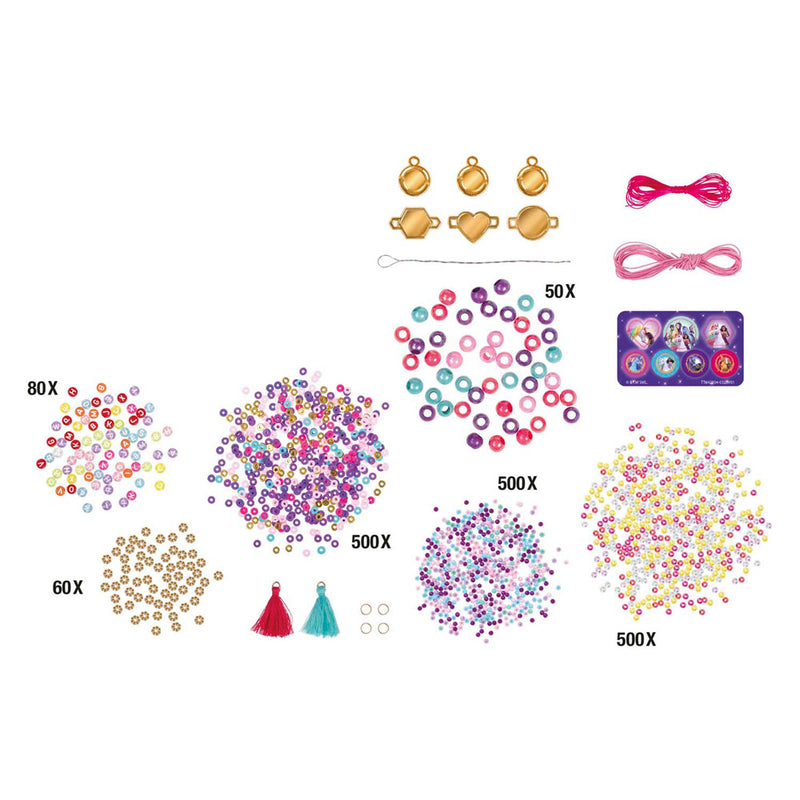 Afbeelding laden in galerijviewer, Totum unicorn academy kralen set 1500-delig armbandjes maken - creatief speelgoed vanaf 3 jaar - bedel armbandjes met goudkleurige letter- en speciale kralen