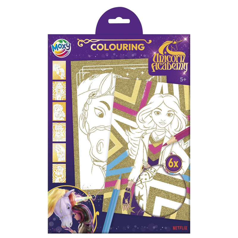 ギャラリービューアに画像をロードする, Moxy unicorn academy glitterpapier kleurplaten a4 - 6 vellen