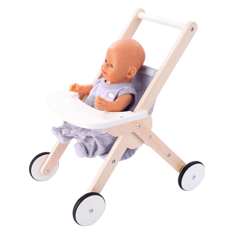 Load image into Gallery viewer, Angel toys houten poppenwandelwagen grijs blauw