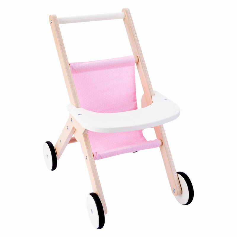 Chargez l'image dans la visionneuse de la galerie, Engelhart poppenwandelwagen – houten poppenwagen – roze – 45 x 33 x 50 cm – poppenwagen voor kinderen – rollenspel speelgoed –