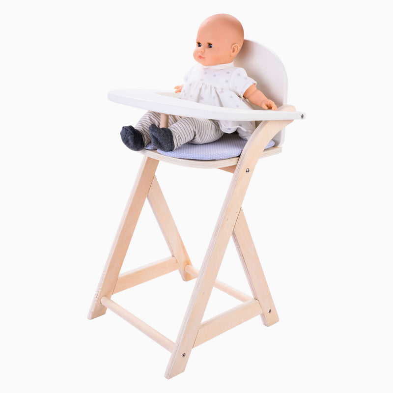 Chargez l'image dans la visionneuse de la galerie, Angel toys poppenstoel grijs wit – houten poppenkinderstoel met kussentje – poppenstoel voor rollenspel – geschikt voor alle poppen – engelhart
