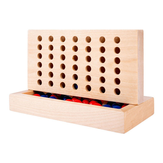 Afbeelding laden in galerijviewer, Longfield vier op een rij – strategisch spel – hout – rode en blauwe stenen – klassiek denk- en strategiespel – engelhart