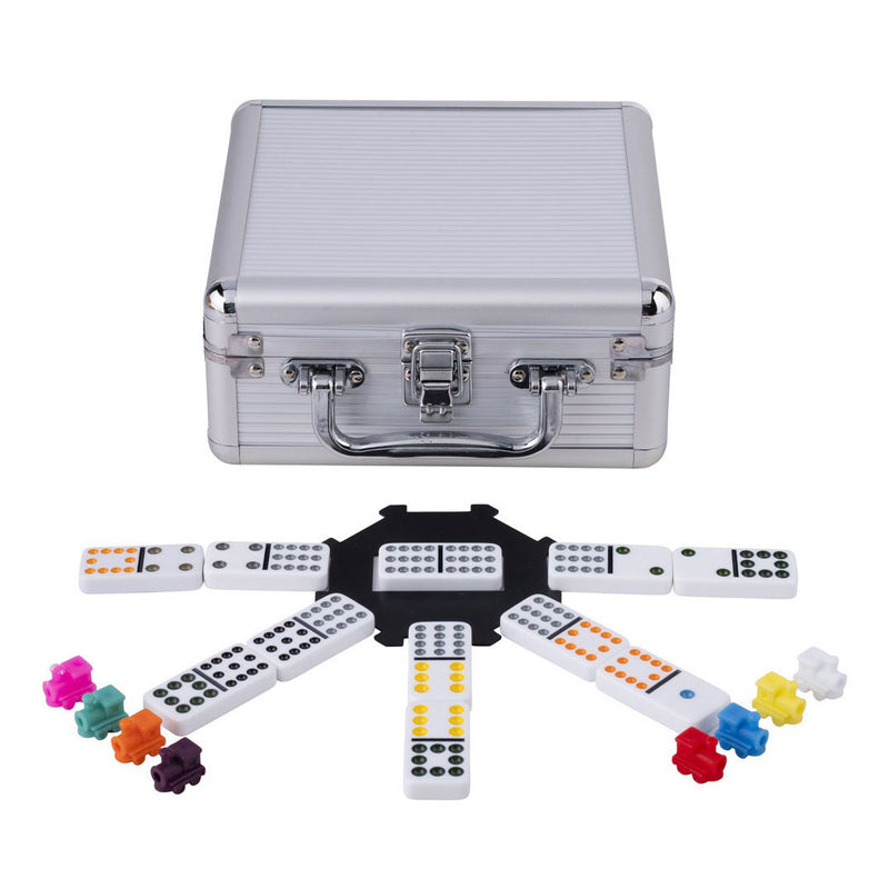 Load image into Gallery viewer, Engelhart domino dubbel 12 mexican train in aluminium koffer