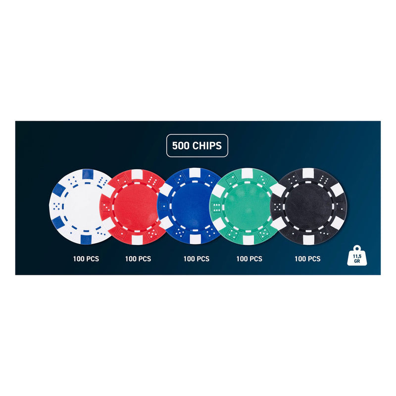Afbeelding laden in galerijviewer, Longfield pokerset in zilveren koffer met 500 chips (11,5 g) – compleet met kaarten, dealer button dobbelstenen – engelhart
