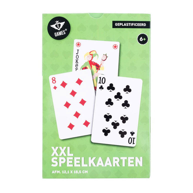Afbeelding laden in galerijviewer, Longfield xxl speelkaarten 12,1 x 18,5 cm – geplastificeerd papieren kaartspel (54 kaarten) – extra groot kaartspel voor gezelschapsspellen familiespel – engelhart
