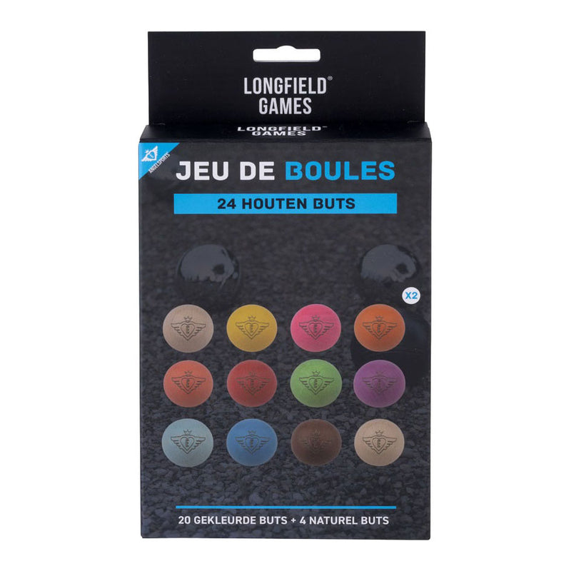 Afbeelding laden in galerijviewer, Engelhart jeu de boules houten buts set – 24 stuks fluor naturel – ø30 mm – pétanque – longfield