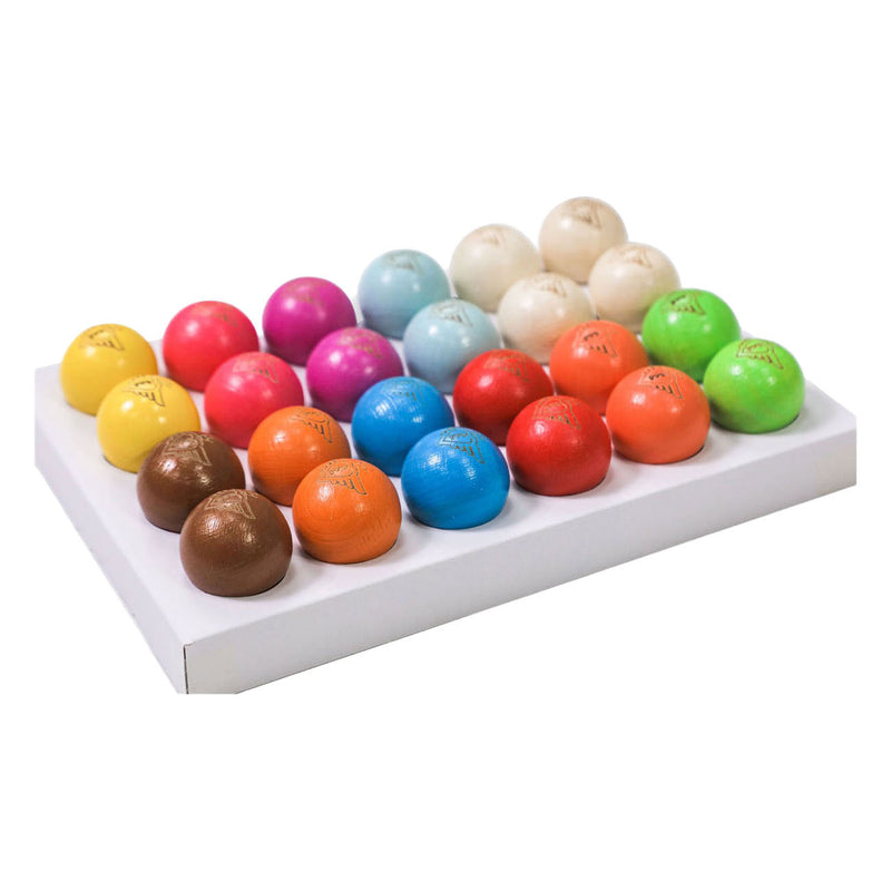 Afbeelding laden in galerijviewer, Engelhart jeu de boules houten buts set – 24 stuks fluor naturel – ø30 mm – pétanque – longfield