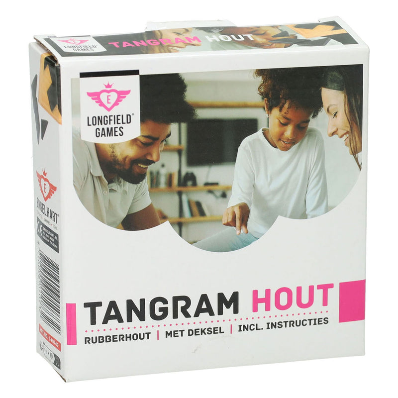 Afbeelding laden in galerijviewer, Longfield tangram - blank hout - rubberhout - inclusief voorbeelden en oplossingen - doosje - 13 x 13 cm - engelhart