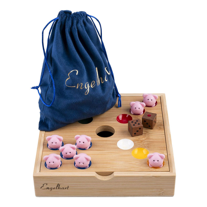 Afbeelding laden in galerijviewer, Engelhart pig hole game – bamboe – 60 siliconen varkentjes – strategisch gezelschapsspel – tactisch bordspel –