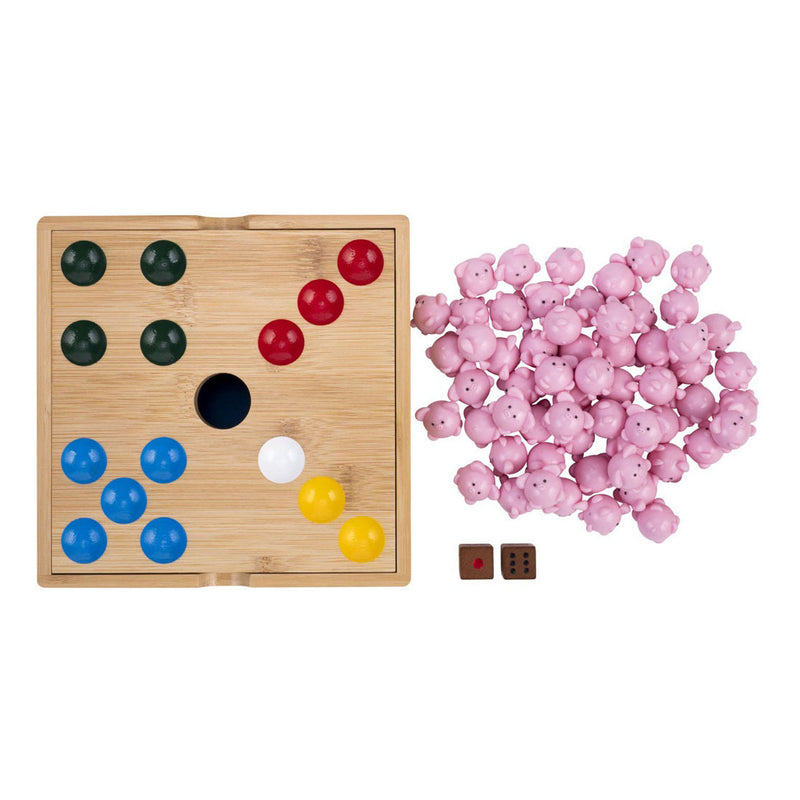 Afbeelding laden in galerijviewer, Engelhart pig hole game – bamboe – 60 siliconen varkentjes – strategisch gezelschapsspel – tactisch bordspel –