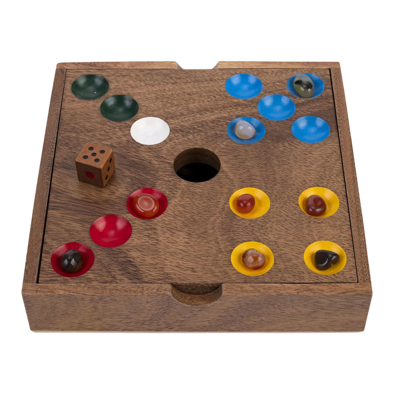 ギャラリービューアに画像をロードする, Engelhart edelstenen spel – walnoothout – 18,3 x 18,3 x 4 cm – inclusief 60 edelstenen – strategisch bordspel –
