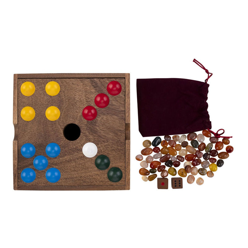 ギャラリービューアに画像をロードする, Engelhart edelstenen spel – walnoothout – 18,3 x 18,3 x 4 cm – inclusief 60 edelstenen – strategisch bordspel –